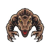 tyrannosaurus attacking with claws logo design vector