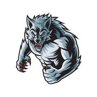 werewolves pose attacking with claws design logo illustration vector