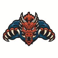 dragon attacking pose with claws logo design vector