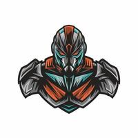 robot character attacking logo illustration vector