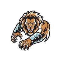 lion design attacking pose with claws illustration logo vector