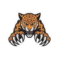 leopard attacking pose with claws illustration logo design vector