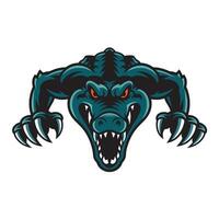 crocodile attacking pose with claws logo illustration vector