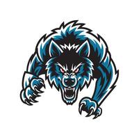 wolf evil attacking with claws design logo vector