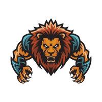 lion gold attacking pose with claws logo illustration vector