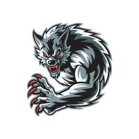 werewolves design pose attacking with claws illustration logo vector