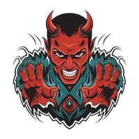 devil pose attacking with claws character logo vector