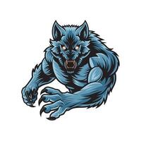 werewolves pose attacking with claws illustration logo design vector