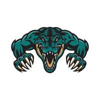 crocodile attacking pose with claws illustration logo design vector