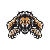 lion attacking pose with claws design logo vector