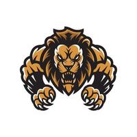 lion attacking pose with claws design logo illustration vector