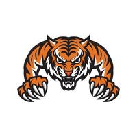 tiger attacking with claws logo vector