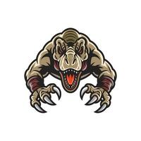 tyrannosaurus attacking pose with claws illustration logo vector