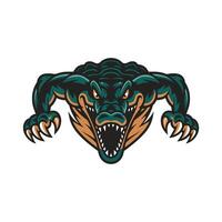 crocodile attacking pose with claws logo design vector