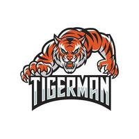tiger man attacking with claws design logo vector