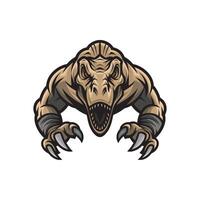 tyrannosaurus pose attacking with claws design logo illustration on white background vector