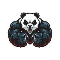 panda fierce attacking with punch design logo illustration vector