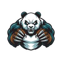 panda fierce attacking with claws logo design illustration vector