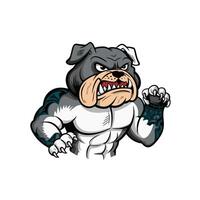 bulldog muscular attacking with claws design illustration logo on white background vector
