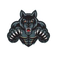dog angry attacking pose with claws design logo vector