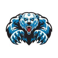 polar bear attacking pose with claws design logo illustration vector