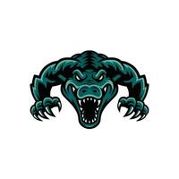crocodile attacking pose with claws logo vector