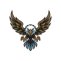 eagle fliying attacking pose with claws logo design on white background vector
