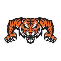 tiger attacking pose with claws design illustration logo vector