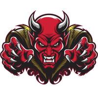 devil angry pose attacking with claws character design logo vector