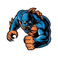monster character angry pose attacking design illustration logo vector