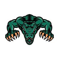 crocodile attacking pose with claws logo design illustration vector