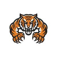 tiger pose attacking with claws logo illustration design vector