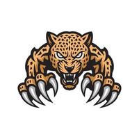 leopard attacking pose with claws logo vector