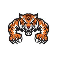 tiger attacking pose with claws illustration logo design vector