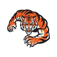 tiger pose attacking with claws design logo vector