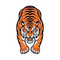 tiger pose attacking with claws logo design on white background vector