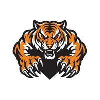 tiger attacking with claws logo illustration design vector