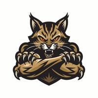 cat pose attacking with claws logo illustration vector