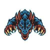 dragon attacking pose with claws logo vector