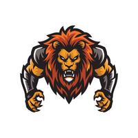 lion attacking pose with claws illustration design logo vector