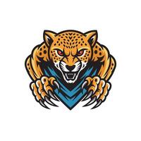 leopard attacking pose with claws illustration logo vector