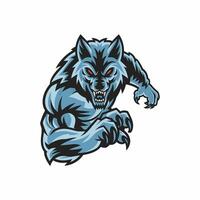 werewolves pose attacking with claws illustration logo vector