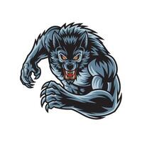 werewolves pose attacking with claws design logo vector