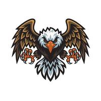 eagle fliying attacking pose with claws design logo vector