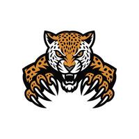 leopard attacking pose with claws design logo vector