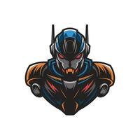 robot character attacking logo illustration design vector