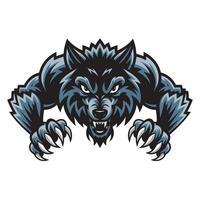 wolf evil attacking with claws design logo illustration vector