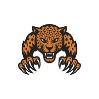 leopard attacking pose with claws logo design vector