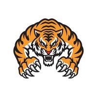 tiger pose attacking with claws logo illustration vector