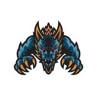 dragon logo attacking pose with claws design vector